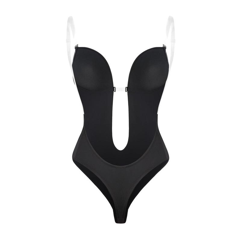 FeelinGirl Seamless Backless Built-in Bra Bodysuit with Open Crotch Comfortable Soft Fabrics Womenswear