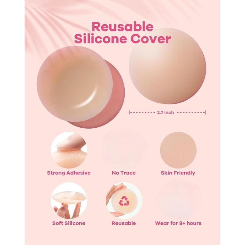 Women's Nip Cover Bra Accessories Body Tape Kit for Breast Lift with 2 Counts Tubetop Hack Invisible Boobtape for A-G Cup Beige Trans Tape Comfortable Womenswear