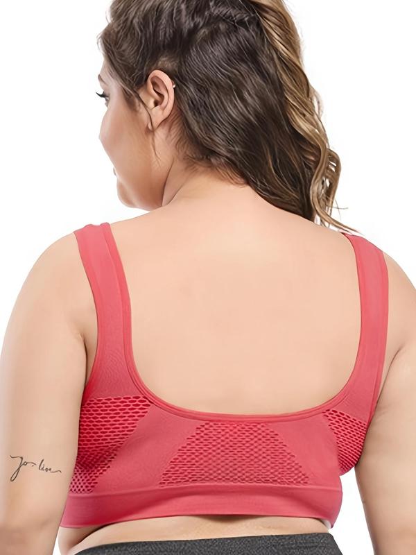 Plus Size Push Up Bra, Women's Breathable Comfortable Wireless Bra for All Seasons, Hollow Out Mesh Plus Size Bra for Women, Summer Wear 2024, Plus Size Women's Clothing