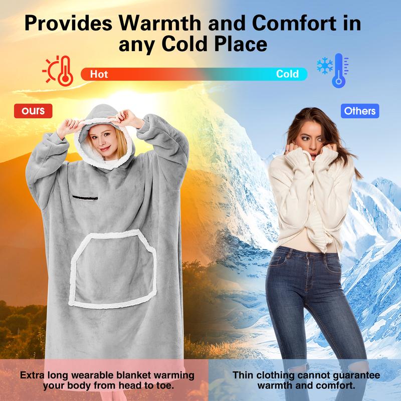 Eye Mask Oversized Wearable Blanket Hoodie,Giant Blanket Hoodie with Sleeves Extra Long