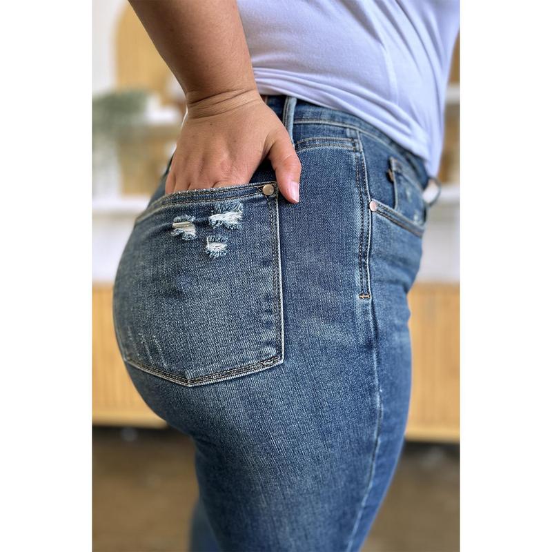 Judy Blue Full Size Tummy Control High Waist Slim Jeans trendy jean judy blue high waist garment