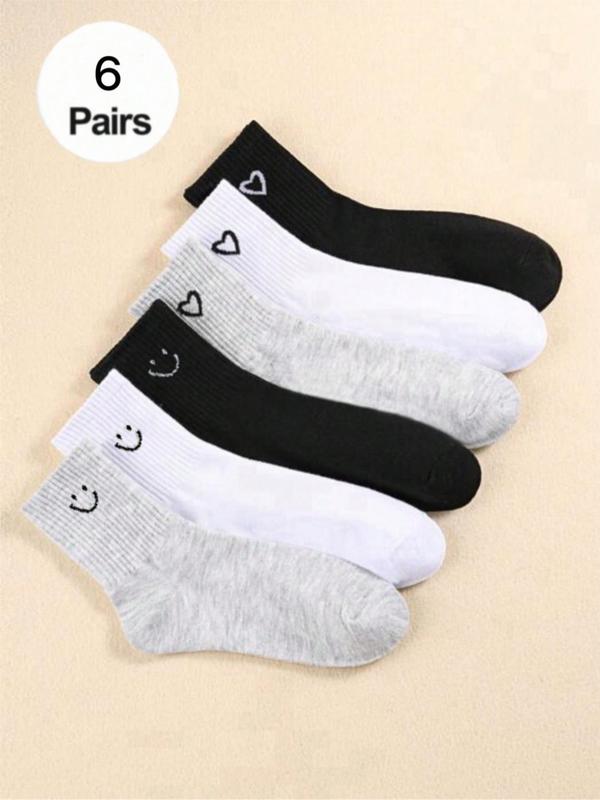 Women's Chic Cartoon Print Fitted Crew Socks, Casual Moisture Wicking Socks, Breathable Socks for Lady Daily Wear, Gifts for Her, Holiday Wear 2024, Summer Wear 2024