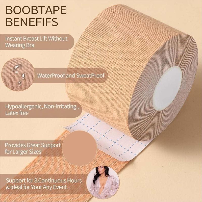 Women's Nip Cover Bra Accessories Body Tape Kit for Breast Lift with 2 Counts Tubetop Hack Invisible Boobtape for A-G Cup Beige Trans Tape Comfortable Womenswear