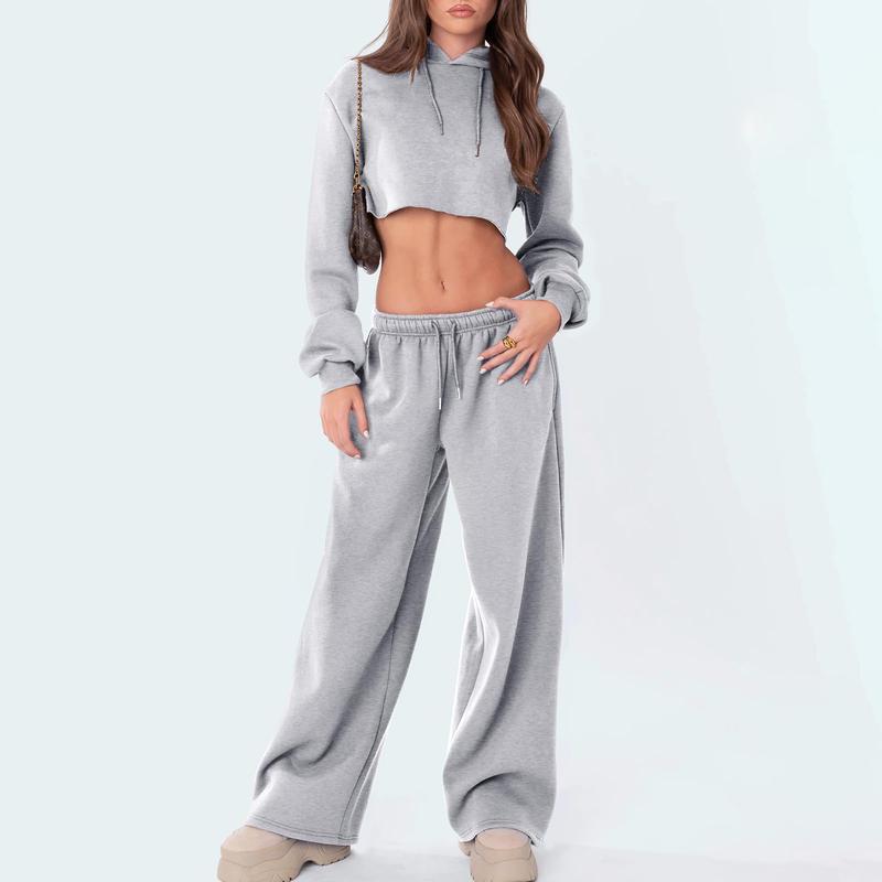 Women's Casual Joggers Sweatpants Solid Color Drawstring High Waist Wide Leg Trousers