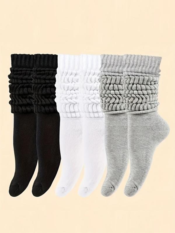 Women's Solid Ribbed Thermal Lined Crew Socks, Casual Soft Comfy Warm Pile Socks for Fall & Winter, Women's Socks for Daily Wear