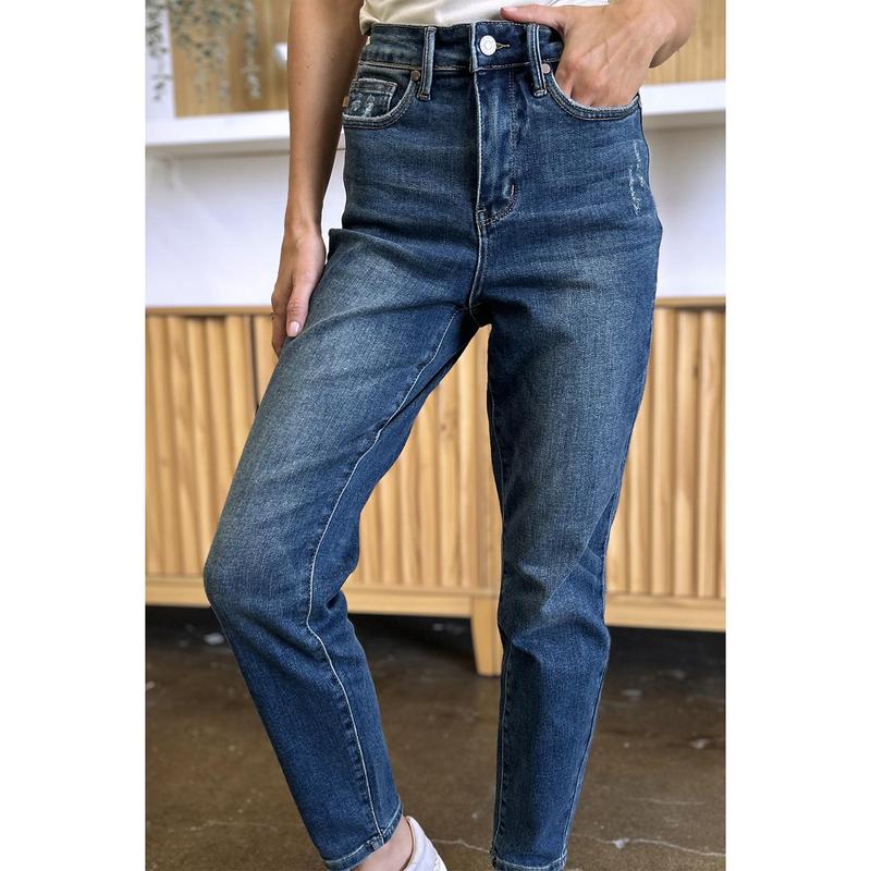 Judy Blue Full Size Tummy Control High Waist Slim Jeans trendy jean judy blue high waist garment