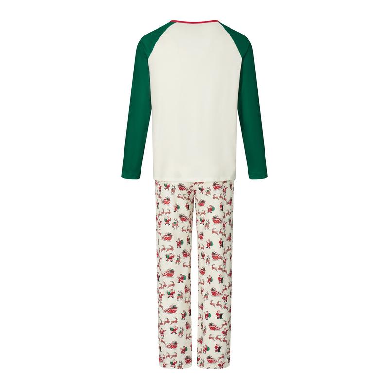 Family Matching Christmas Pajamas, Romper Snowman Letter Pattern Long Sleeve Tops and Elk Santa Print Pants Sleepwear Set