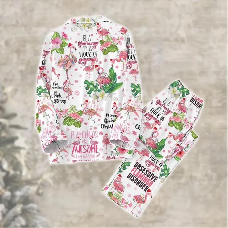 Christmas Flamingo Cute Animal Pajamas Christmas, Family Pajamas For Party, Tropical Xmas Midnight Pajamas