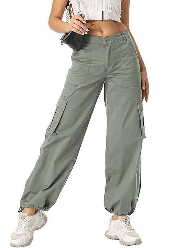 Womens  High Waisted Hiking Pants Multiple Pocket Work Pants Straight Leg Casual Cargo Pants With Adjustable Trouser cuffs Blank And ArmyGreen For Ladies