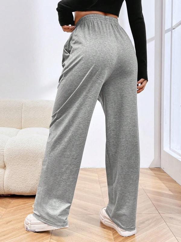 Women's Cross & Floral Print Tie Front Sweatpants, Sweatpants for Women, Punk Fashion Casual Pocket Straight Leg Trousers for Daily Wear, Ladies Bottoms for All Seasons