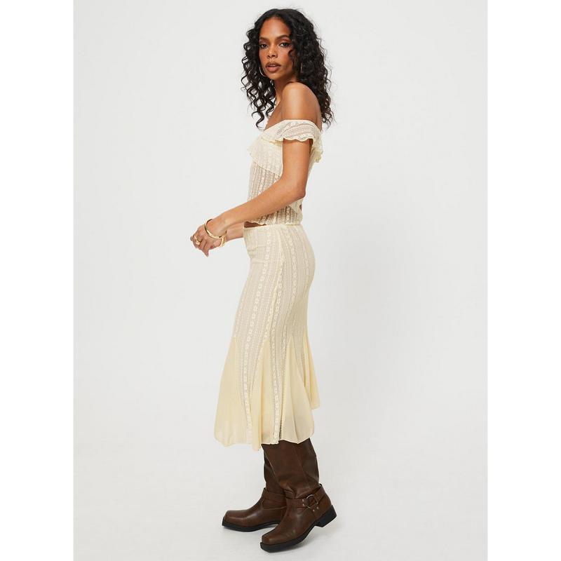 Betharia Midi Skirt Cream