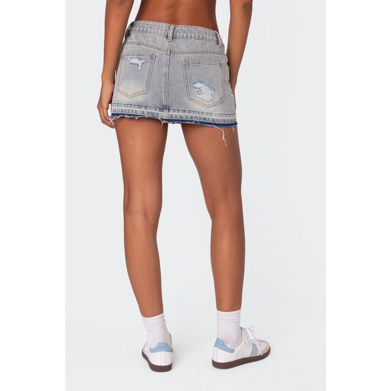 Priyanka Distressed Denim Mini Skirt