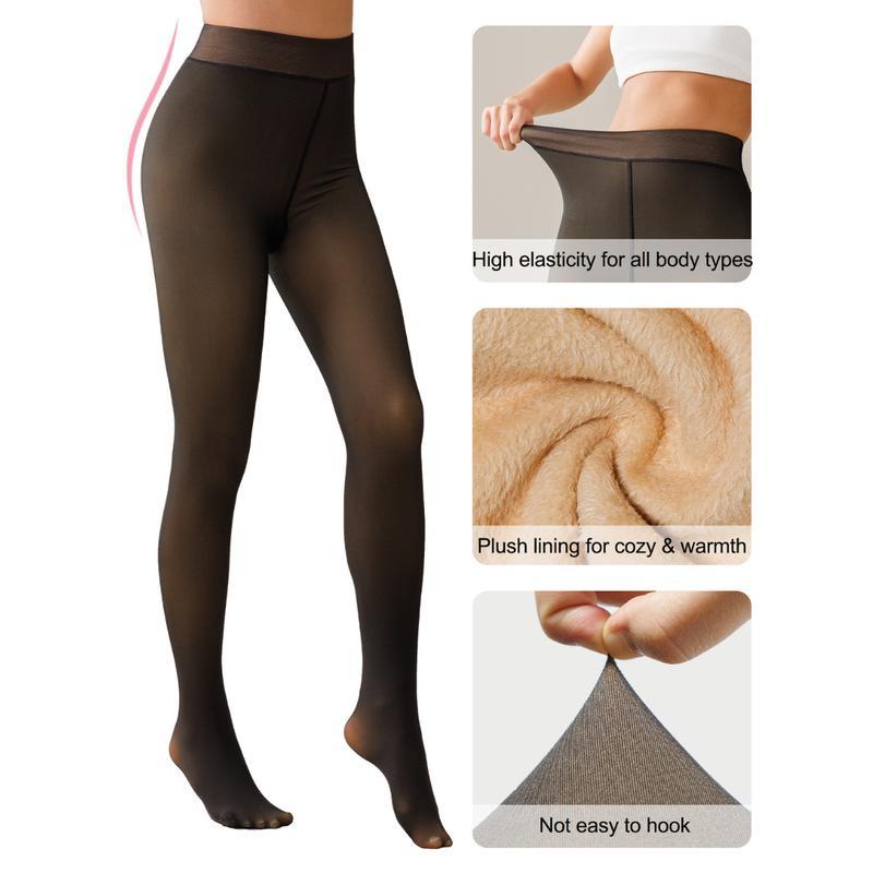 Tournesol Fleece Lined Tights Womenswear Size XS -XXL Thermal Winter Basic Leggings Thick Semi-Transparent Underwear Pantyhose Closed Foot Available in Light Mid Deep Skin Tone