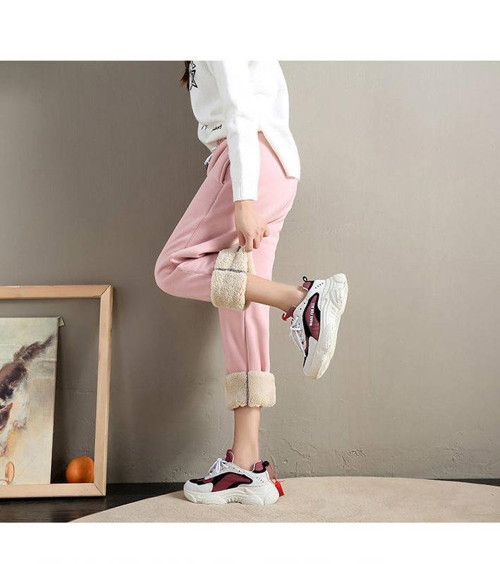 Fleece-Lined Autumn Winter Thickened Sweatpants for Women, Harem Pants, Loose Fit, Plus Size, Warm Casual Pants with Belt Womenswear Bottoms