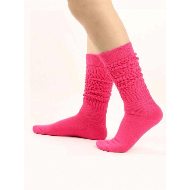 5pairs Slouch Socks Women's Soft Knitted Boot Socks Solid Color Compression Socks Bubble Socks Crew Socks