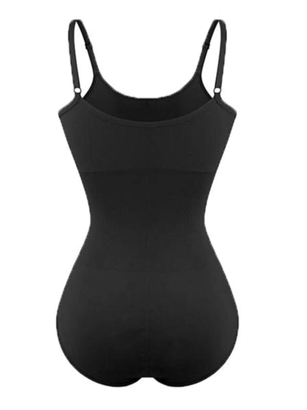 Women's Solid Adjustable Strap Cami Bodysuit, Casual Sleeveless Spaghetti Strap Bodysuit for Daily Wear, Ladies Clothes for All Seasons