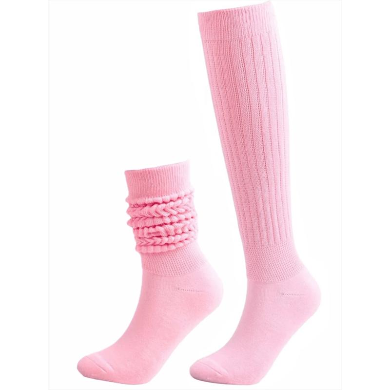 5pairs Slouch Socks Women's Soft Knitted Boot Socks Solid Color Compression Socks Bubble Socks Crew Socks