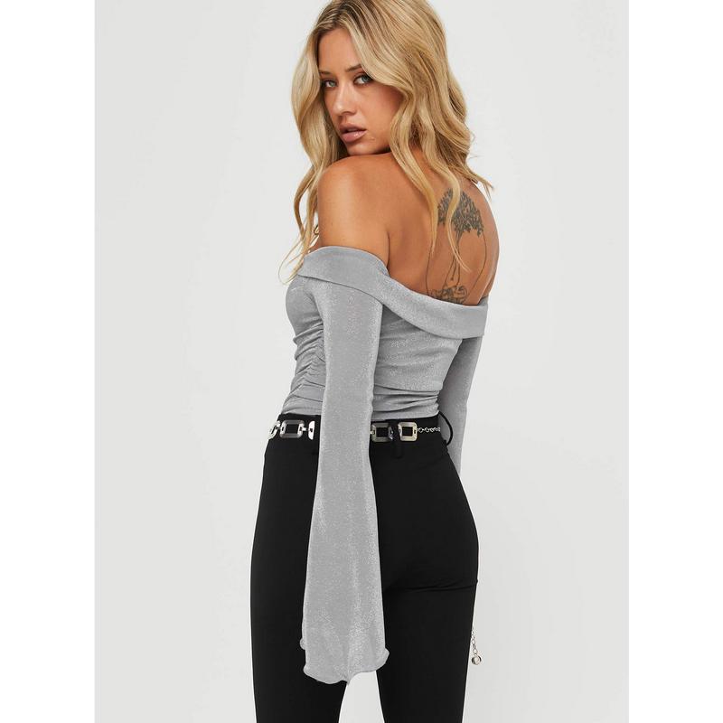 Tullo Off The Shoulder Bodysuit Grey