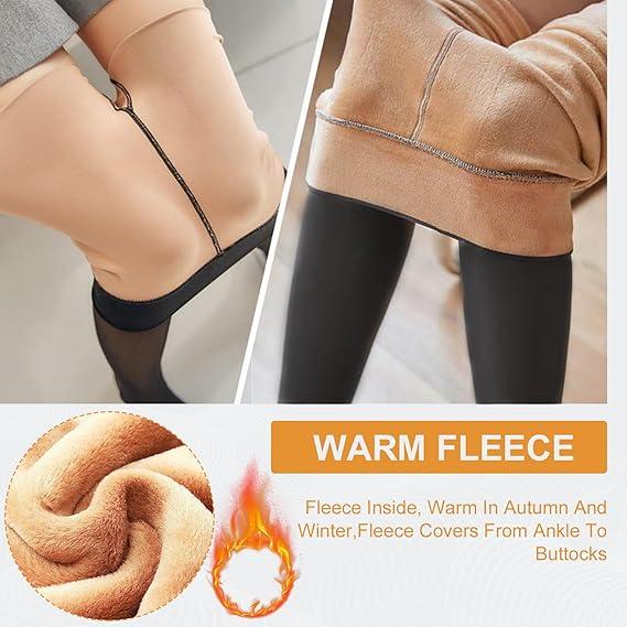 [HOT PRODUCTS 2024] Fleece Lined Tights Sheer Women - Fake Translucent Warm Pantyhose Leggings Sheer Thick Tights for Winter