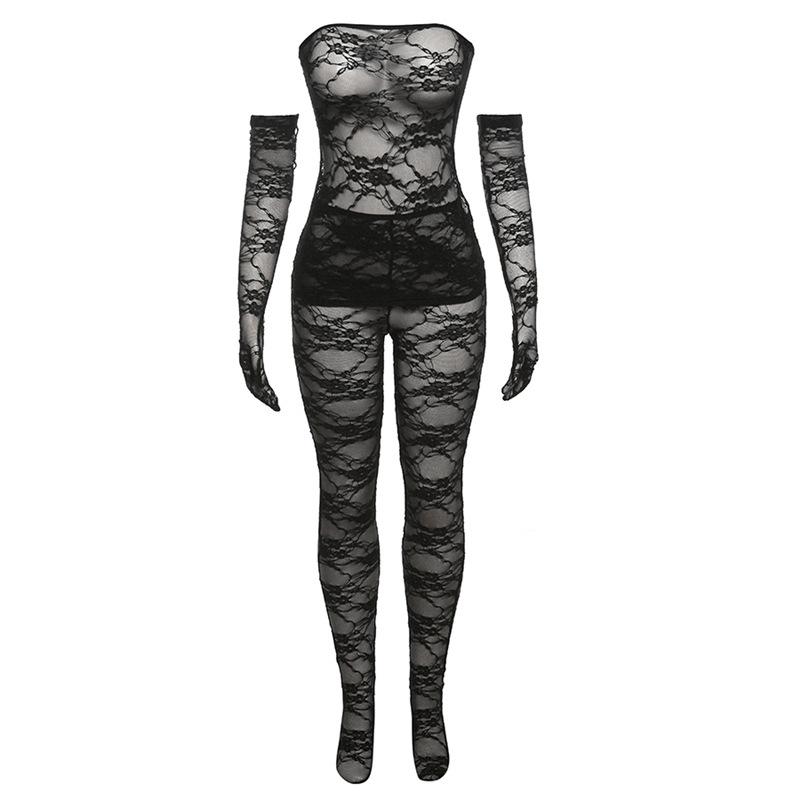 JY sexy lace tube top high waist tight body stocking long pants suit women Underwear Womenswear Lingerie Comfort