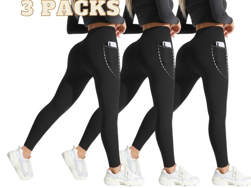 (Black Friday) High-Waist Thermal Fleece Leggings with Pockets – Comfy Skinny Pants for Women’s Fall & Winter Wear