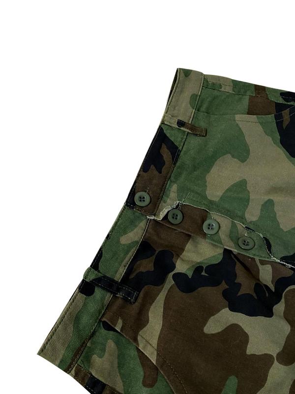 Women's Camo Print Button Pocket Cargo Skirt, Street Fashion Casual Raw Hem Short Skirt for Daily Outdoor Wear, Ladies Bottoms for Summer