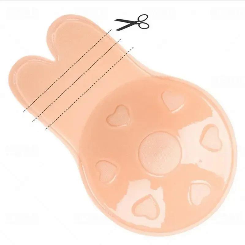 Reusable Rabbit Nipple Cover Pasties Breast Push Up Stickers Adhesive Invisible Bra Lift Tape Women Nipples Covers Silicone Pads