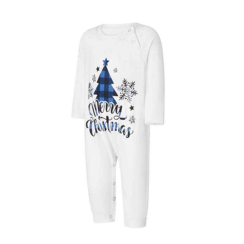 Family Matching Christmas Pajamas, Christmas Tree&Letter Print Long-Sleeved Tops + Plaid Trousers Sleepwear Outfits Pants Womenswear