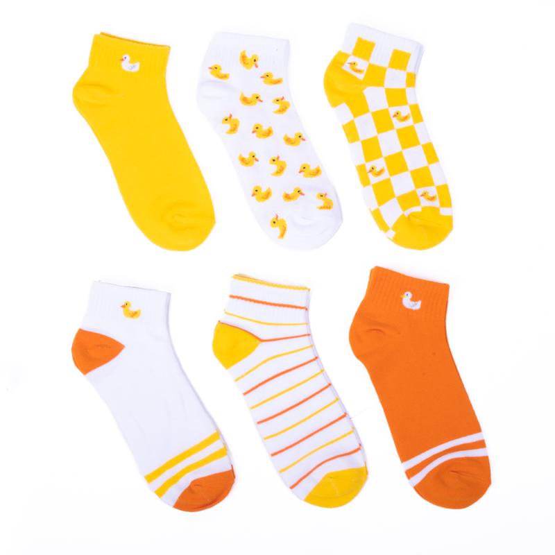 Ladies' Assorted Low-Cut Duck 6 pre-pack Ribbed Socks-LN6F1645