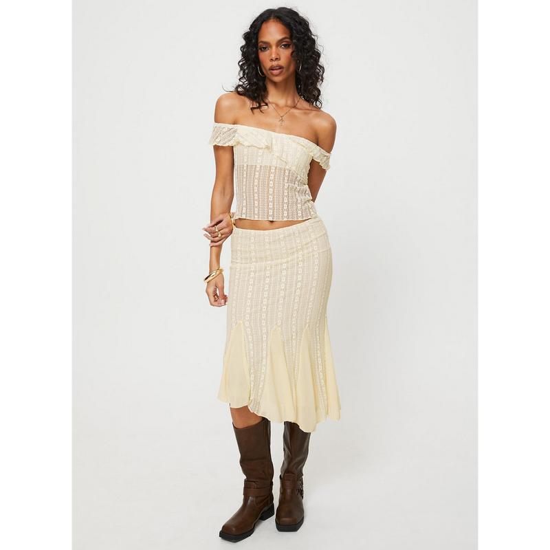 Betharia Midi Skirt Cream