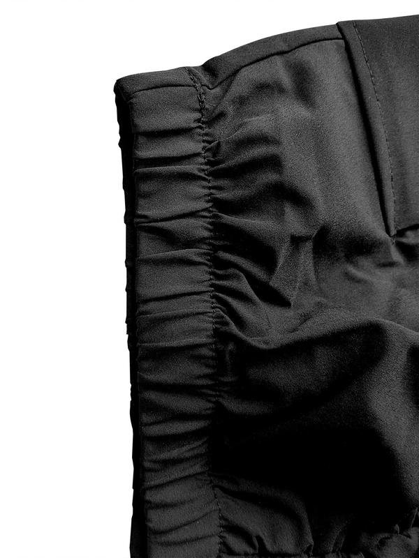 Women's Plain Ruched Drawstring Flap Pocket Bodycon Cargo Skirt, Street Fashion Casual Elastic Waist Short Skirt for Daily Wear, Ladies Bottoms for All Seasons