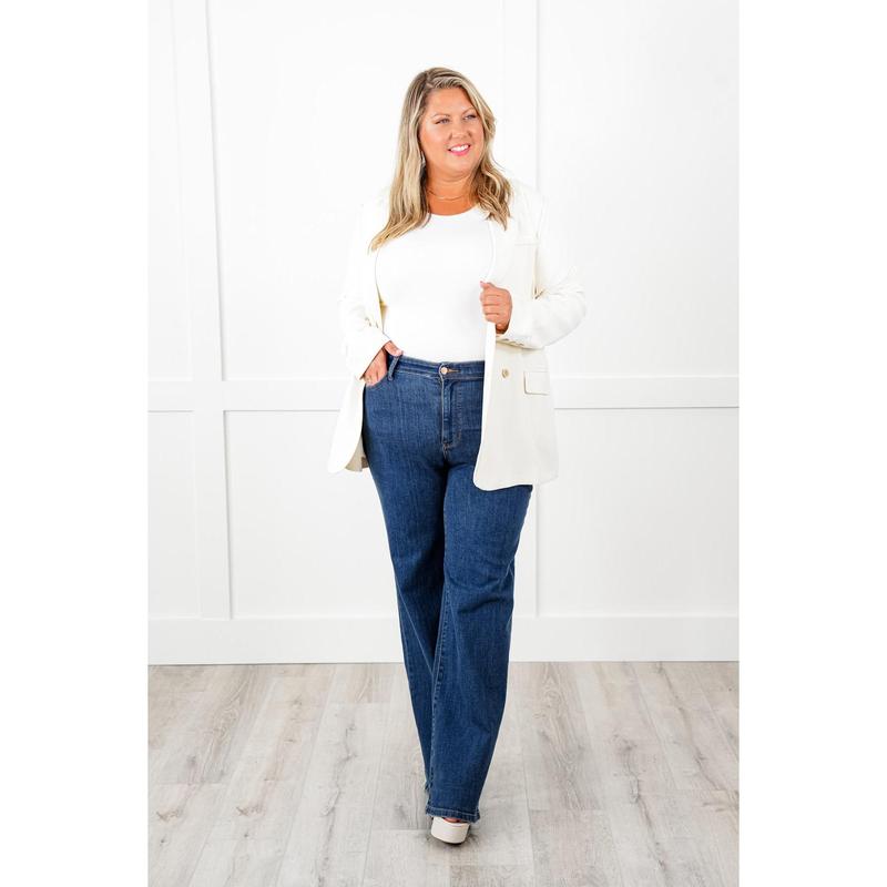 Judy Blue High Rise Medium Wash Vintage Wide Leg Jeans