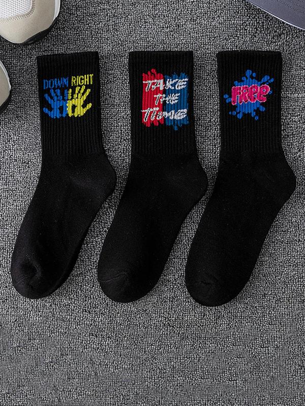 Women's Random Cartoon Graphic Print Crew Socks, Casual Soft Comfy Breathable Socks for All Seasons Daily Wear, Women's Socks