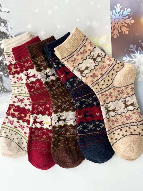 Women's Christmas Themed Mid-calf Socks, Casual Soft Comfy Socks for Fall & Winter, Women's Socks for Daily Wear