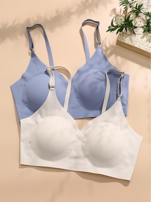 Women's Plain Adjustable Strap Wireless Bra, Breathable Comfortable Bra,  Lingerie for Women, Lingerie for All Seasons