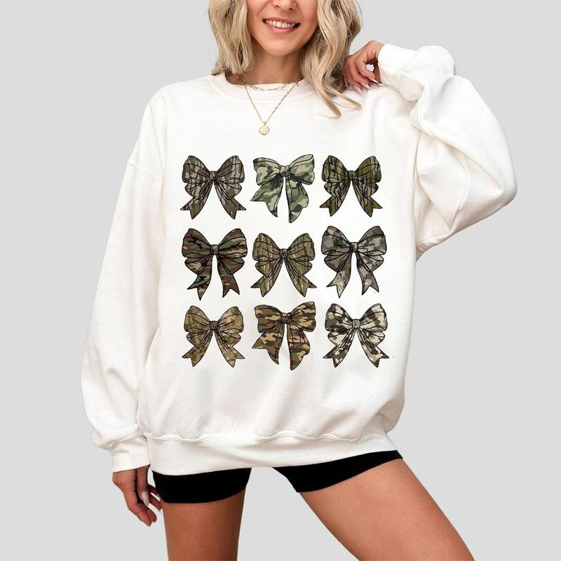 Camo Coquette Bow Sweatshirt, Coquette Camouflage bow Sweatshirt, Mama Clipart, Retro Camo Girl Shirt, Trendy Coquette Sweatshirt