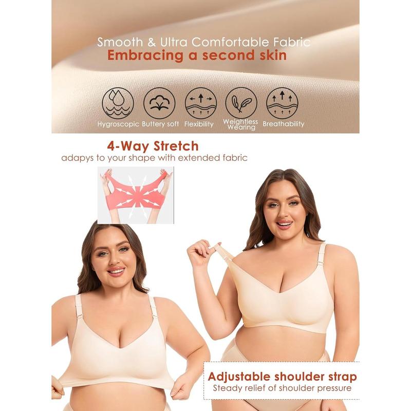 Comfortable Seamless Full Coverage Bra for Women Wireless Bras with Soft Support Regular and Plus Size