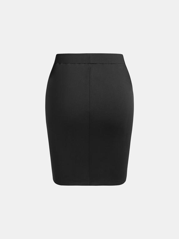 YOZY Christmas Deals, Women's Patchwork PU Leather Zipper Design Skirt, Fashion Elastic Waist Pencil Skirt for Daily Outdoor Wear, Women's Bottoms for Spring & Fall, Christmas 2024 Trend, Fall & Winter Clothes