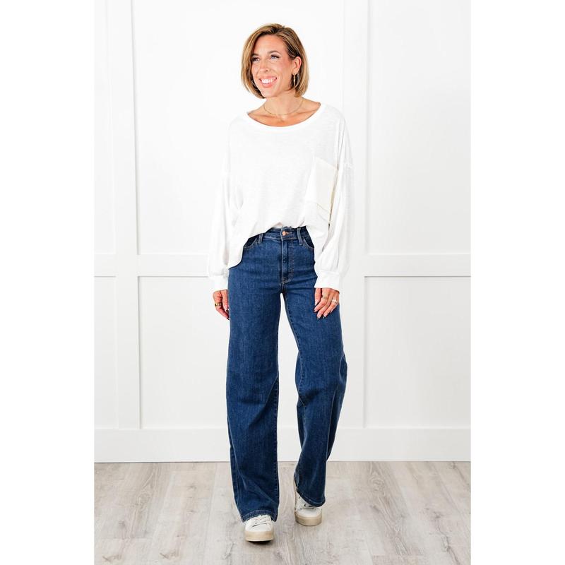 Judy Blue High Rise Medium Wash Vintage Wide Leg Jeans