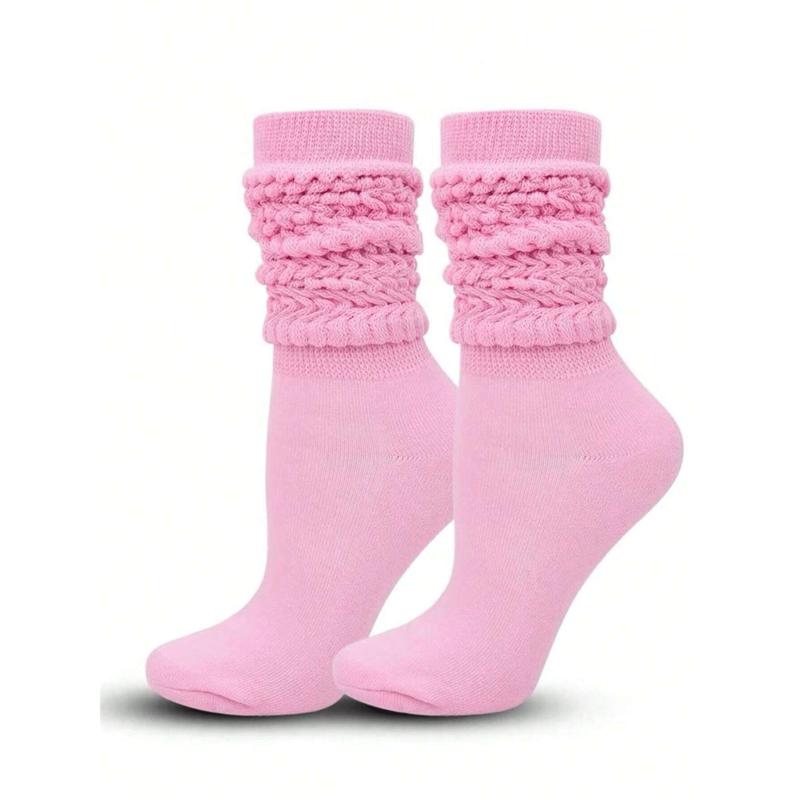 5pairs Slouch Socks Women's Soft Knitted Boot Socks Solid Color Compression Socks Bubble Socks Crew Socks