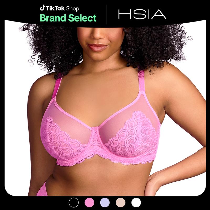 HSIA Mermaid Scales Lace Plus Size Unlined Underwire Full Coverage Bra