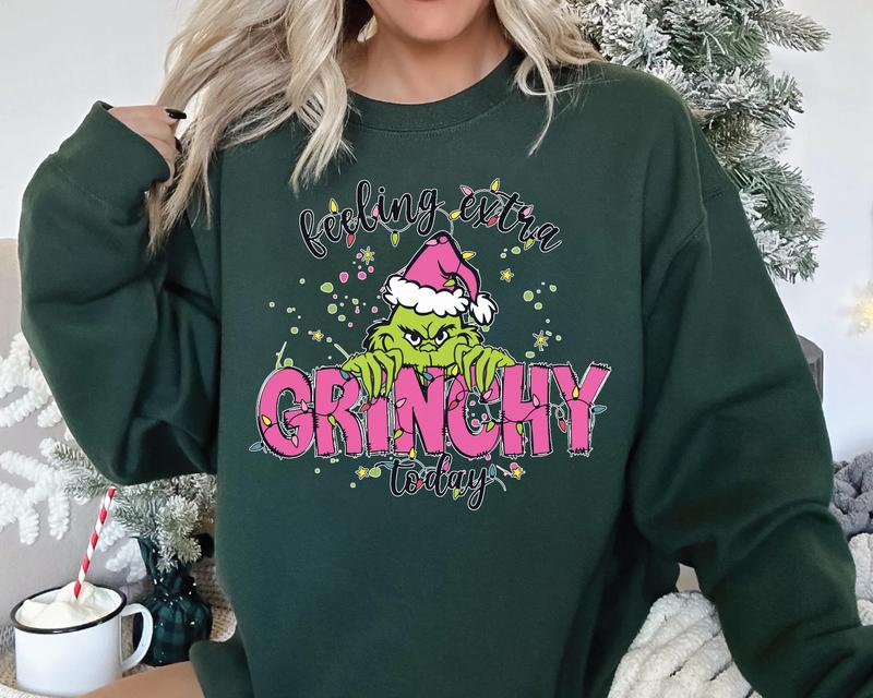 Feeling Extra Grinchy Today Sweatshirt, Retro Christmas Sweatshirt, Funny Christmas Shirt, Whoville University Sweatshirt, Green Monster Christmas Sweatshirt, Christmas Hoodie, Christmas Gift