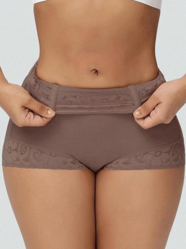 Women's Plain Contrast Lace High Waist Shapewear Panty, High Stretch Tummy Control Butt Lifting Shaper, Women's Sexy Shapewear Bottoms for Daily Wear