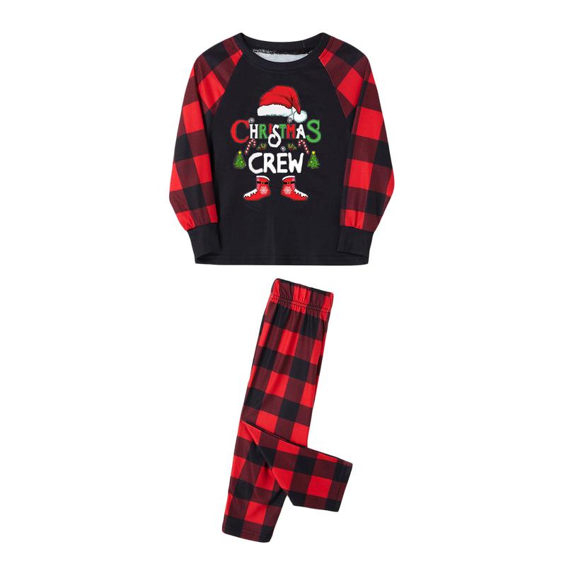 Hot Family Matching Christmas Pajamas, Baby Romper Letter Christmas Hat Print Long Sleeve Tops + Plaid Pants Sleepwear Set