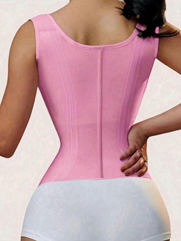 Women's Solid Open Bust Zipper Front Hook & Eye Closure Shapewear Top, Comfortable Tummy Control Shaper, Women's Shapewear for Daily Wear