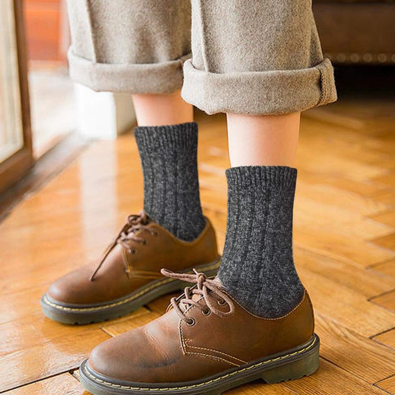 Pack of 5 Womens Wool Socks Winter Warm Thick Knit Soft Vintage Casual Crew Boot Socks Gifts