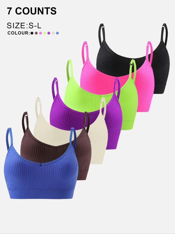 Women's Solid Wireless Bra, Adjustable Strap Comfortable Bralette, Soft Breathable Lingerie for All Seasons