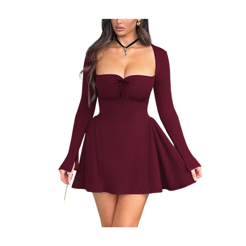 Women's Christmas Dresses Sexy Low Cut Long Sleeve A-line Mini Dresses Corset Slim Sexy Sleeveless Princess Dresses  Holiday Party Flowy Short Dresses