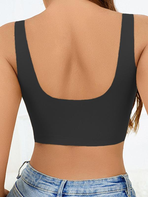 Women's Solid Wireless Push Up Bra, Soft Comfy Breathable Backless Bra, Women's Lingerie for Daily Wear