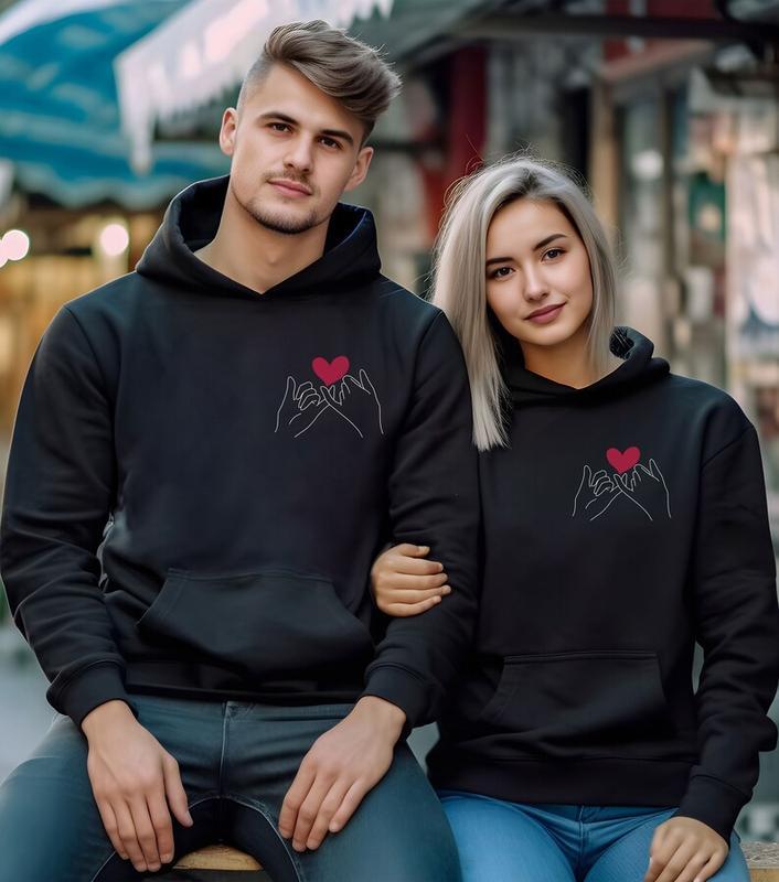 Hoodie Couple, Couple Hoodie, Valentines Couple Hoodie, Pinky Promise Hoodie, Couple Hoodie Set, Cute Couple Hoodie, Sweet Couple Hoodie H27230916 Casual Comfort